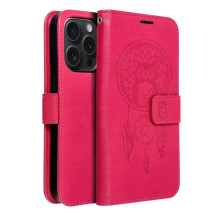 MEZZO knygų dėklas, skirtas IPHONE 15 Pro, sapnų gaudyklės spalvos, rausvai raudonas MEZZO knygų dėklas, skirtas IPHONE 15 Pro, sapnų gaudyklės spalvos, rausvai raudonas