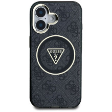 GUESS dėklas, skirtas IPHONE 16, suderinamas su „MagSafe GUHMP16SHG4PRTGK“ (IML metalinis blizgučių 4G apskritimo trikam