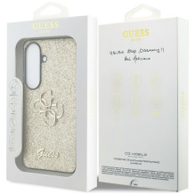 GUESS dėklas SAMSUNG S26 GUHCS26SHG4SGD (fiksuotas blizgučiais 4G didelis metalinis logotipas) auksinis
