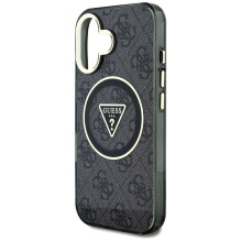 GUESS dėklas, skirtas IPHONE 16, suderinamas su „MagSafe GUHMP16SHG4PRTGK“ (IML metalinis blizgučių 4G apskritimo trikam