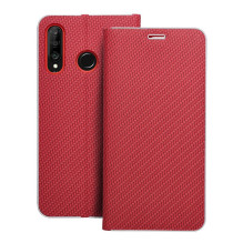 Huawei P30 LITE Luna Book atverčiamas dėklas, anglies pluošto, raudonas Huawei P30 LITE Luna Book atverčiamas dėklas, anglies pluošto, raudonas