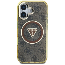 GUESS dėklas, skirtas IPHONE 16, suderinamas su „MagSafe GUHMP16SHG4PRTGW“ (IML metalinis blizgučių 4G apskritimo trikam