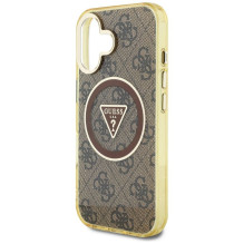 GUESS case for IPHONE 16 compatible with MagSafe GUHMP16SHG4PRTGW (IML Metal Glitter 4G Circle Triangle) brown