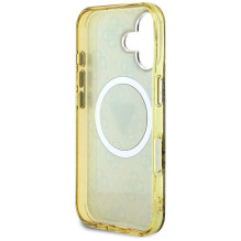 GUESS dėklas, skirtas IPHONE 16, suderinamas su „MagSafe GUHMP16SHG4PRTGW“ (IML metalinis blizgučių 4G apskritimo trikam