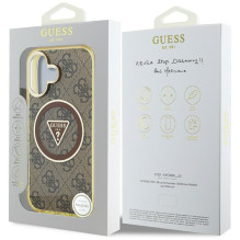 GUESS dėklas, skirtas IPHONE 16, suderinamas su „MagSafe GUHMP16SHG4PRTGW“ (IML metalinis blizgučių 4G apskritimo trikam