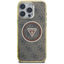 GUESS case for IPHONE 16 Pro Max compatible with MagSafe GUHMP16XHG4PRTGW (IML Metal Glitter 4G Circle Triangle) brown