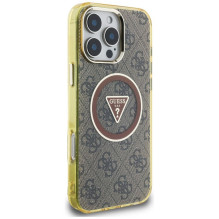 GUESS case for IPHONE 16 Pro Max compatible with MagSafe GUHMP16XHG4PRTGW (IML Metal Glitter 4G Circle Triangle) brown