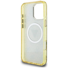 GUESS dėklas, skirtas IPHONE 16 Pro Max, suderinamas su MagSafe GUHMP16XHG4PRTGW (IML Metal Glitter 4G Circle Triangle),