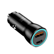 Automobilinis įkroviklis Blue Star USB C + USB A QC3.0 PD AFC PPS 3A 25W juodas Automobilinis įkroviklis Blue Star USB C + USB A QC3.0 PD AFC PPS 3A 25W juodas