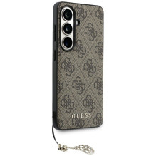 GUESS dėklas, skirtas SAMSUNG S26 GUHMS26SGF4GBR (PU 4G klasikinis logotipas su žavesiu), rudas