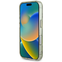 GUESS dėklas, skirtas IPHONE 16, suderinamas su „MagSafe GUHMP16SHFLPEDN“ (IML metalinis blizgučių trikampis), žalias