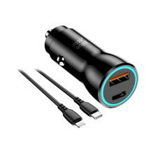 Car charger Blue Star USB C + USB A QC3.0 PD AFC PPS 3A 25W + cable USB C to Lightning black Car charger Blue Star USB C + USB A QC3.0 PD AFC PPS 3A 25W + cable USB C to Lightning black