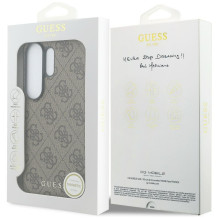 GUESS dėklas, skirtas SAMSUNG S26 Ultra GUHMS26LGF4GBR (PU 4G klasikinis logotipas su žavesiu), rudas