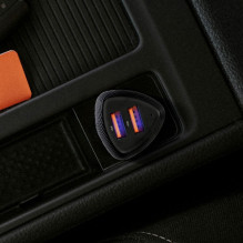 Automobilinis įkroviklis Forcell F-Energy Carbon 2 x USB A QC3.0 3A 36W CC50-2A juodas