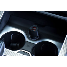 Automobilinis įkroviklis Forcell F-Energy Carbon 2 x USB A QC3.0 3A 36W CC50-2A juodas