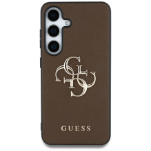 GUESS dėklas, skirtas SAMSUNG S25 GUHCS25SPGT4MBW (PU grūdėtas didelis 4G ir klasikinis logotipas), rudas
