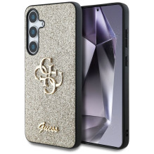 GUESS dėklas, skirtas SAMSUNG S25 Plus GUHCS25MHG4SGD (fiksuotas blizgučiais, didelis 4G), auksinis