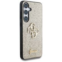 GUESS dėklas, skirtas SAMSUNG S25 Plus GUHCS25MHG4SGD (fiksuotas blizgučiais, didelis 4G), auksinis