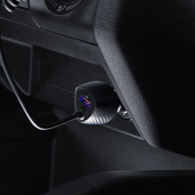 Automobilinis įkroviklis Forcell F-Energy Carbon USB A QC3.0 PD 3A 38W su laidu USB C CC50-1AC juodas