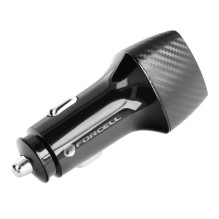 Automobilinis įkroviklis Forcell F-Energy Carbon USB A QC3.0 PD 3A 38W su laidu USB C CC50-1AC juodas