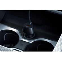 Automobilinis įkroviklis Forcell F-Energy Carbon USB A QC3.0 PD 3A 38W su laidu USB C CC50-1AC juodas