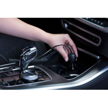 Automobilinis įkroviklis Forcell F-Energy Carbon USB A QC3.0 PD 3A 38W su laidu USB C CC50-1AC juodas