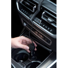 Automobilinis įkroviklis Forcell F-Energy Carbon USB A QC3.0 PD 3A 38W su laidu USB C CC50-1AC juodas