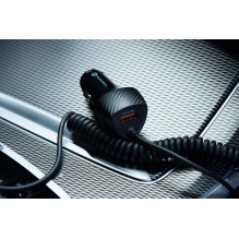 Automobilinis įkroviklis Forcell F-Energy Carbon USB A QC3.0 PD 3A 38W su laidu USB C CC50-1AC juodas