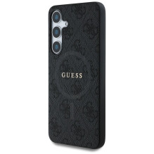GUESS dėklas, skirtas SAMSUNG S25 Plus GUHMS25MG4GFRK (magnetinis PU 4G žiedas su klasikiniu logotipu), juodas