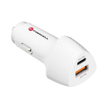 Automobilinis įkroviklis Forcell F-Energy Carbon USB C + USB A QC3.0 PD 3A 38W CC50-1A1C baltas
