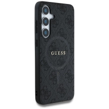 GUESS dėklas, skirtas SAMSUNG S25 Plus GUHMS25MG4GFRK (magnetinis PU 4G žiedas su klasikiniu logotipu), juodas