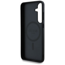GUESS dėklas, skirtas SAMSUNG S25 Plus GUHMS25MG4GFRK (magnetinis PU 4G žiedas su klasikiniu logotipu), juodas