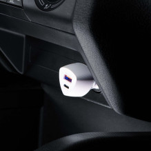 Automobilinis įkroviklis Forcell F-Energy Carbon USB C + USB A QC3.0 PD 3A 38W CC50-1A1C baltas