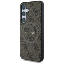 GUESS dėklas SAMSUNG S25 GUHMS25SG4GFRW (magnetinis PU 4G žiedas su klasikiniu logotipu) rudas