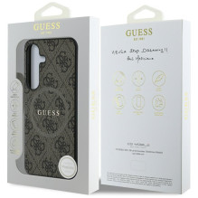 GUESS dėklas SAMSUNG S25 GUHMS25SG4GFRW (magnetinis PU 4G žiedas su klasikiniu logotipu) rudas