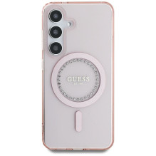 GUESS dėklas SAMSUNG S25 GUHMS25SPFTDTEP (magnetiniai IML cirkonio akmenėliai) rožinis
