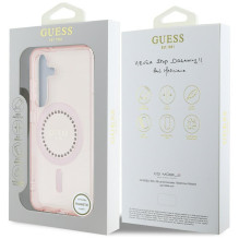 GUESS dėklas SAMSUNG S25 GUHMS25SPFTDTEP (magnetiniai IML cirkonio akmenėliai) rožinis