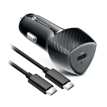 Automobilinis įkroviklis Forcell F-Energy Carbon USB C QC3.0 PD 3A 20W + laidas USB C į USB C CC50-1C juodas