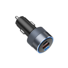 Automobilinis įkroviklis Forcell F-Energy Alu 2 x USB C + USB A QC4.0 PD SFC2.0 4,5A 65W pilkas