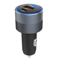 Automobilinis įkroviklis Forcell F-Energy Alu 2 x USB C + USB A QC4.0 PD SFC2.0 4,5A 65W pilkas