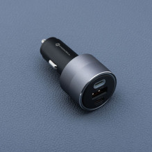 Automobilinis įkroviklis Forcell F-Energy Alu 2 x USB C + USB A QC4.0 PD SFC2.0 4,5A 65W pilkas