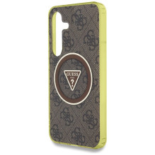 GUESS dėklas SAMSUNG S25 GUHMS25SHG4PRTGW (magnetinis IML metalinis blizgučių 4G apskritimo trikampio formos) rudas