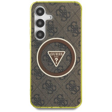 GUESS case for SAMSUNG S25 GUHMS25SHG4PRTGW (Magnetic IML Metal Glitter 4G Circle Triangle) brown