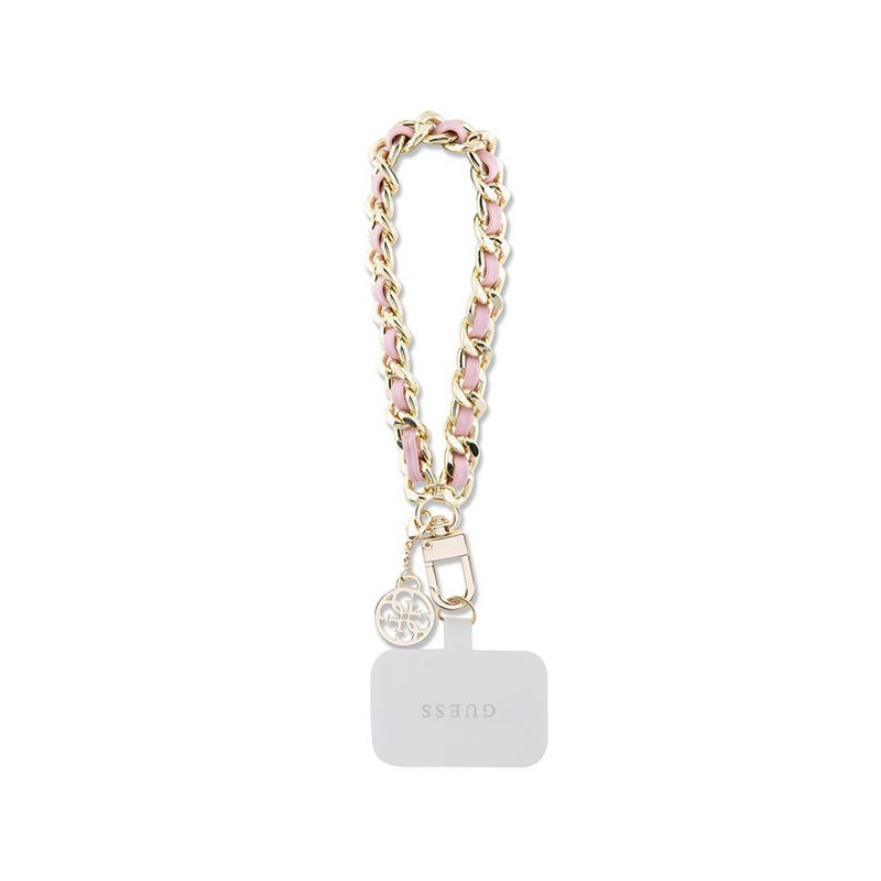 GUESS rankos dirželis GUOUCHSAMC4P (Saffiano grandinėlės dirželis 4G Charm) rožinis
