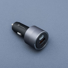 Automobilinis įkroviklis Forcell F-Energy Alu 2 x USB C + USB A QC4.0 PD SFC2.0 3A 85W pilkas