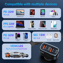 Automobilinis įkroviklis VEGER 2 x USB A + 2 x C tipo PD QC 3A 66W CC53-2A2C juodas