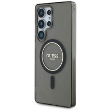 GUESS dėklas SAMSUNG S25 Ultra GUHMS25LHFGEREK (magnetinis IML blizgantis apskritimas) juodas