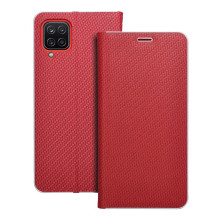 Atverčiamas dėklas, skirtas Samsung A12 / M12 Luna Book, anglies pluošto, raudonas