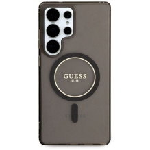GUESS dėklas SAMSUNG S25 Ultra GUHMS25LHFGEREK (magnetinis IML blizgantis apskritimas) juodas
