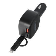 Automobilinis įkroviklis VEGER USB C + laidas USB C / Lightning QC PD 84W CC89 juodas